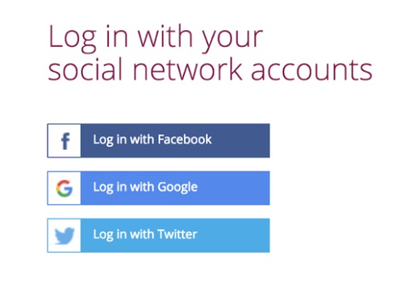 Screenshot of a common login screen using social networks